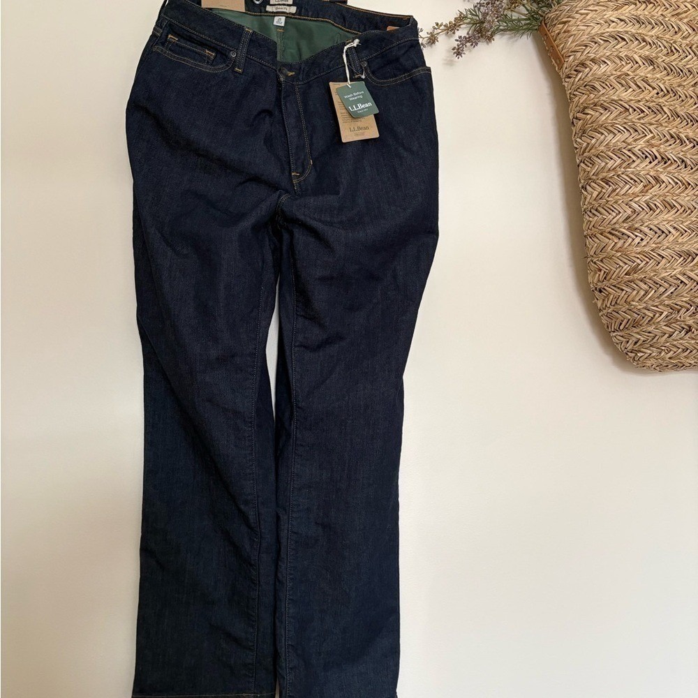 NWT L.L. Bean True Shape Jeans 20 Tall High Rise Straight Leg Dark Wash